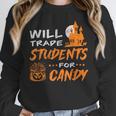 Will Trade Students For Candy Halloween Costume Teacher Women Crewneck Sweatshirt, funny design Will Trade Students For Candy Halloween Costume Teacher Women Crewneck Sweatshirt, funny design