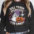 Will Trade Students For Candy Halloween Teacher Women Crewneck Sweatshirt, funny design Will Trade Students For Candy Halloween Teacher Women Crewneck Sweatshirt, funny design