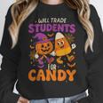 Will Trade Students For Candy Shirt Fun Candy Corn Teacher Women Crewneck Sweatshirt, funny design Will Trade Students For Candy Shirt Fun Candy Corn Teacher Women Crewneck Sweatshirt, funny design