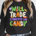 Will Trade Students For Candy Teacher Cute Halloween Costume Women Crewneck Sweatshirt, funny design