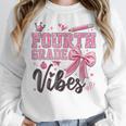 4th Fourth Grade Vibes Back To School Coquette Teacher Girl Women Crewneck Sweatshirt, 4th Grade Teacher Gifts, funny design