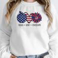 American Flag Teach Love Freedom Preschool Teacher 4th July Women Crewneck Sweatshirt, funny design