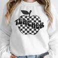 Back To School Checkered Apple Teacher Checkerboard Teacher For Men Women Girls Kids Women Crewneck Sweatshirt, funny design