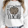 Back To School Teacher Life Apple Leopard Teacher Women Women Crewneck Sweatshirt, funny design