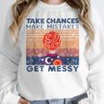 Take Chances Make Mistakes Get Messy Vintage Teacher Life Women Crewneck Sweatshirt, funny design Take Chances Make Mistakes Get Messy Vintage Teacher Life Women Crewneck Sweatshirt, funny design
