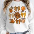 Coquette Teach Teacher Bows Thanksgiving Turkey Fall Autumn Women Crewneck Sweatshirt, funny design