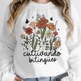 Cultivando Bilingues Dual Language Crew Bilingual Teacher Men Women Girls Kids Women Crewneck Sweatshirt, funny design