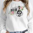 Cut Music Teacher Shirt With a Piano Keys Notes And Flowers Women Crewneck Sweatshirt, funny design