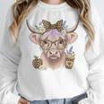 Cute Floral Highland Cow Back To School For Women Teacher Women Crewneck Sweatshirt, funny design Cute Floral Highland Cow Back To School For Women Teacher Women Crewneck Sweatshirt, funny design