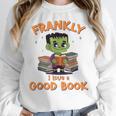 Cute Halloween Teacher Librarian Frankenstein Reading Books Women Crewneck Sweatshirt, funny design Cute Halloween Teacher Librarian Frankenstein Reading Books Women Crewneck Sweatshirt, funny design