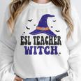 ESL Teacher Witch Halloween Matching Group Costume Women Crewneck Sweatshirt, Esl Teacher Gifts, funny design