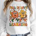 Fall In Love With Learning Thanksgiving Teacher Student Women Crewneck Sweatshirt, funny design Fall In Love With Learning Thanksgiving Teacher Student Women Crewneck Sweatshirt, funny design