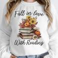 Fall In Love With Reading Book Autumn Teachers Pumpkins Women Crewneck Sweatshirt, funny design Fall In Love With Reading Book Autumn Teachers Pumpkins Women Crewneck Sweatshirt, funny design