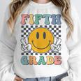 Fifth Grade Team Teachers Boys Girls Retro Smile 5th Grade Women Crewneck Sweatshirt, funny design