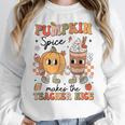 Groovy Pumpkin Spice Makes Teacher Nice Fall Thanksgiving Women Crewneck Sweatshirt, Groovy Teacher Gifts, funny design Groovy Pumpkin Spice Makes Teacher Nice Fall Thanksgiving Women Crewneck Sweatshirt, Groovy Teacher Gifts, funny design