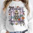 Halloween Skeleton Teacher I'Ll Just Wait Until It's Quiet Women Crewneck Sweatshirt, funny design Halloween Skeleton Teacher I'Ll Just Wait Until It's Quiet Women Crewneck Sweatshirt, funny design