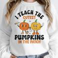 Halloween Teacher I Teach The Cutest Pumpkins In The Patch Women Crewneck Sweatshirt, funny design Halloween Teacher I Teach The Cutest Pumpkins In The Patch Women Crewneck Sweatshirt, funny design