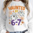 Haunted 67 Ghost Math Teacher Halloween Costume Math Pun Women Crewneck Sweatshirt, funny design Haunted 67 Ghost Math Teacher Halloween Costume Math Pun Women Crewneck Sweatshirt, funny design