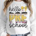 Hello Pre-K Preschool Back To School First Day Teacher Kids Women Crewneck Sweatshirt, funny design Hello Pre-K Preschool Back To School First Day Teacher Kids Women Crewneck Sweatshirt, funny design