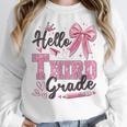Hello Third Grade First Day Of School Coquette Teacher Girl Women Crewneck Sweatshirt, First Grade Teacher Gifts, funny design Hello Third Grade First Day Of School Coquette Teacher Girl Women Crewneck Sweatshirt, First Grade Teacher Gifts, funny design