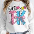 Hello TK Transitional Kindergarten Back To School Teacher Women Crewneck Sweatshirt, funny design Hello TK Transitional Kindergarten Back To School Teacher Women Crewneck Sweatshirt, funny design