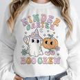Kindergarten Boo Crew Halloween Floral Ghost Kinder Teacher Women Crewneck Sweatshirt, funny design