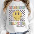 Kindergarten Teacher Team Hippie Smile Face Back To School Women Crewneck Sweatshirt, funny design Kindergarten Teacher Team Hippie Smile Face Back To School Women Crewneck Sweatshirt, funny design
