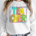 Neon Retro Teacher Cute Teacher Team New Teacher Back To Sch Women Crewneck Sweatshirt, funny design Neon Retro Teacher Cute Teacher Team New Teacher Back To Sch Women Crewneck Sweatshirt, funny design