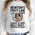 Newtons First Law Physics Jokes Science Teacher Women Crewneck Sweatshirt, Science Teacher Gifts, funny design Newtons First Law Physics Jokes Science Teacher Women Crewneck Sweatshirt, Science Teacher Gifts, funny design