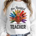 One Thankful Teacher Thanksgiving TurkeyCute Pencil Women Crewneck Sweatshirt, funny design One Thankful Teacher Thanksgiving TurkeyCute Pencil Women Crewneck Sweatshirt, funny design