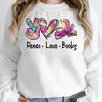 Peace Love Books Librarian Teacher Life Book Library Tie Dye Women Crewneck Sweatshirt, funny design Peace Love Books Librarian Teacher Life Book Library Tie Dye Women Crewneck Sweatshirt, funny design