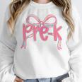 Preppy Pre k Back To School Pre-k Teachers Girls Cute Bow Women Crewneck Sweatshirt, funny design