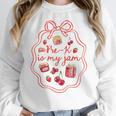 Preschool Pre-K Is My Jam Strawberry Girl Teacher Kids Women Crewneck Sweatshirt, funny design