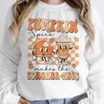 Pumpkin Spice Makes The Teacher Nice Teacher Graduation Women Crewneck Sweatshirt, funny design