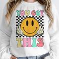 You Got This Retro Smile Motivational Testing Day Teacher Women Crewneck Sweatshirt, funny design