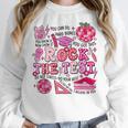 Rock The Test Testing Day Don't Stress Do Your Best Teacher For Men Women Girls Kids Women Crewneck Sweatshirt, funny design
