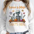 Science Is Magic Halloween Skeleton Students Teacher Women Crewneck Sweatshirt, Science Teacher Gifts, funny design