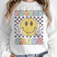 Second Grade Teachers Boys Girls Smile Face 2nd Grade Team Women Crewneck Sweatshirt, funny design