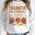 Teach Thanksgiving Teacher Thankful For My Preschool Turkeys Women Crewneck Sweatshirt, funny design Teach Thanksgiving Teacher Thankful For My Preschool Turkeys Women Crewneck Sweatshirt, funny design