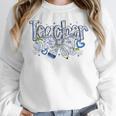 Teacher Blue Chinoiserie Coquette Bow Heart Teacher Life Women Crewneck Sweatshirt, funny design Teacher Blue Chinoiserie Coquette Bow Heart Teacher Life Women Crewneck Sweatshirt, funny design
