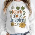 Teacher Inspire Love Women Crewneck Sweatshirt, funny design Teacher Inspire Love Women Crewneck Sweatshirt, funny design