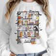 Teacher Library Ghost Reading Book Halloween Cat Women Crewneck Sweatshirt, funny design Teacher Library Ghost Reading Book Halloween Cat Women Crewneck Sweatshirt, funny design