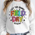 Teacher Student Field Day Let The Games Begin Field Day Women Crewneck Sweatshirt, funny design Teacher Student Field Day Let The Games Begin Field Day Women Crewneck Sweatshirt, funny design
