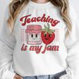 Teaching Is My Jam Cute Strawberry For Women Teachers Women Crewneck Sweatshirt, funny design Teaching Is My Jam Cute Strawberry For Women Teachers Women Crewneck Sweatshirt, funny design