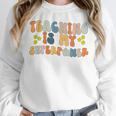Teaching Is My Superpower Vintage Groovy University Teacher Women Crewneck Sweatshirt, Groovy Teacher Gifts, funny design Teaching Is My Superpower Vintage Groovy University Teacher Women Crewneck Sweatshirt, Groovy Teacher Gifts, funny design