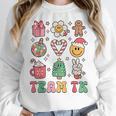 Team TK Teacher Christmas Groovy Smile Face Girl Boy Kid TK Women Crewneck Sweatshirt, Groovy Teacher Gifts, funny design Team TK Teacher Christmas Groovy Smile Face Girl Boy Kid TK Women Crewneck Sweatshirt, Groovy Teacher Gifts, funny design