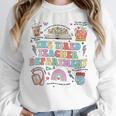 The Tired Teachers Department Retro Groovy Back To School Women Crewneck Sweatshirt, funny design