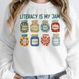 Women Literacy Is My Jam Literacy Teacher Reading Teacher Women Crewneck Sweatshirt, funny design Women Literacy Is My Jam Literacy Teacher Reading Teacher Women Crewneck Sweatshirt, funny design