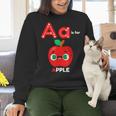 A Is For Apple Pre-K Kindergarten Teacher Student Women Crewneck Sweatshirt, gift for family, gift for coworker A Is For Apple Pre-K Kindergarten Teacher Student Women Crewneck Sweatshirt, gift for family, gift for coworker