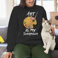Art Is My Superpower Drawing Art Teacher Artists Women Crewneck Sweatshirt, gift for family, gift for coworker
